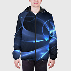 Куртка с капюшоном мужская Свечение - абстракция, цвет: 3D-черный — фото 2