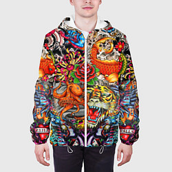 Куртка с капюшоном мужская Красочная иллюстрация, цвет: 3D-белый — фото 2