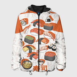Куртка с капюшоном мужская Японская еда, цвет: 3D-черный