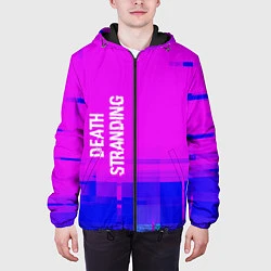 Куртка с капюшоном мужская Death Stranding glitch text effect: по-вертикали, цвет: 3D-черный — фото 2