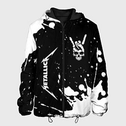 Куртка с капюшоном мужская Metallica и рок символ на темном фоне, цвет: 3D-черный