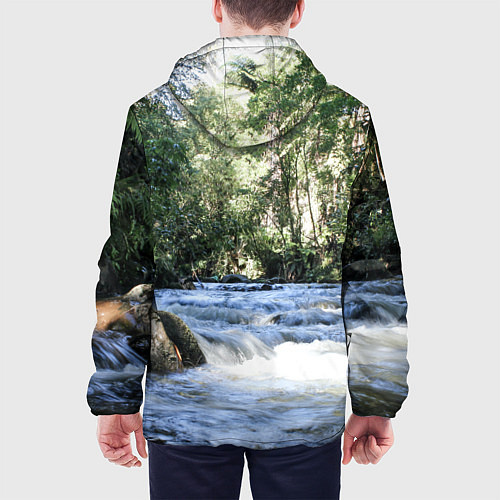 Мужская куртка Течёт река в лесу / 3D-Белый – фото 4