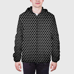 Куртка с капюшоном мужская Металлическая ячеистая сетка, цвет: 3D-черный — фото 2