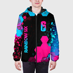 Куртка с капюшоном мужская Rainbow Six - neon gradient: надпись, символ, цвет: 3D-черный — фото 2