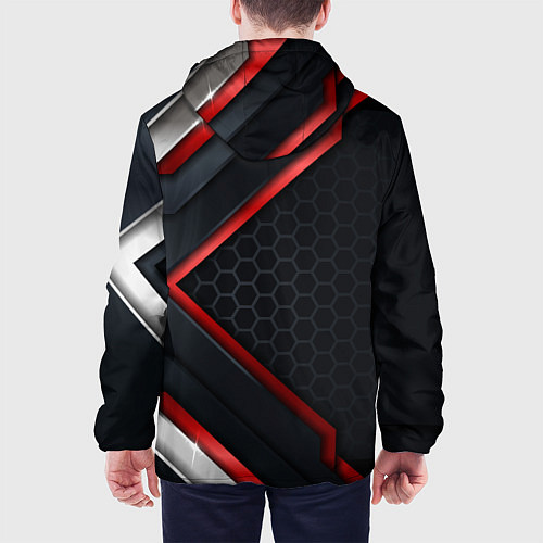 Мужская куртка Герб России - объемные пластины на фоне / 3D-Белый – фото 4
