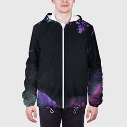 Куртка с капюшоном мужская Неоновые космические тропики, цвет: 3D-белый — фото 2