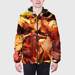 Куртка с капюшоном мужская Куча осенних листьев, цвет: 3D-черный — фото 2
