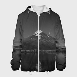 Куртка с капюшоном мужская Тёмные горы и озеро, цвет: 3D-белый