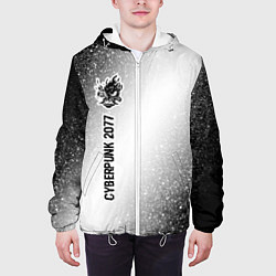 Куртка с капюшоном мужская Cyberpunk 2077 glitch на светлом фоне: по-вертикал, цвет: 3D-белый — фото 2