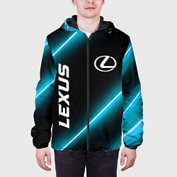 Куртка с капюшоном мужская Lexus неоновые лампы, цвет: 3D-черный — фото 2