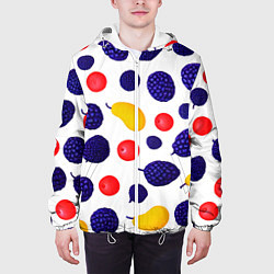 Куртка с капюшоном мужская Ягодки и фрукты, цвет: 3D-белый — фото 2