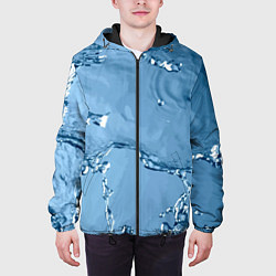Куртка с капюшоном мужская Водные подтёки на стекле, цвет: 3D-черный — фото 2