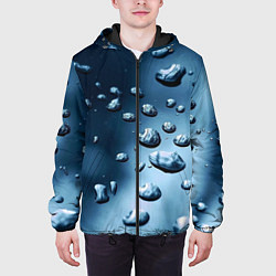 Куртка с капюшоном мужская Капли воды на матовом стекле - текстура, цвет: 3D-черный — фото 2
