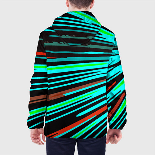 Мужская куртка Расходящиеся неоновые лучи / 3D-Черный – фото 4