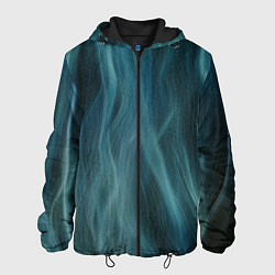 Куртка с капюшоном мужская Прерывистый абстрактный синий дым во тьме, цвет: 3D-черный