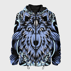 Куртка с капюшоном мужская Изображение волка, цвет: 3D-черный