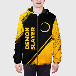 Куртка с капюшоном мужская Demon Slayer - gold gradient: надпись, символ, цвет: 3D-черный — фото 2