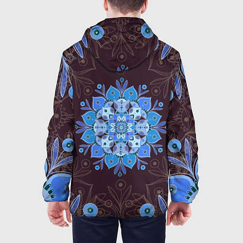 Мужская куртка Мандала-цветок Голубая снежинка / 3D-Белый – фото 4