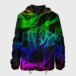 Куртка с капюшоном мужская Разноцветный неоновый дым, цвет: 3D-черный