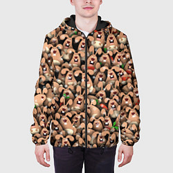 Куртка с капюшоном мужская Новогодние зайцы, цвет: 3D-черный — фото 2