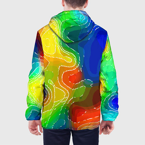Мужская куртка Разноцветная абстрактная композиция / 3D-Белый – фото 4