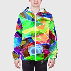 Куртка с капюшоном мужская Цветная геометрическая композиция - лето, цвет: 3D-белый — фото 2