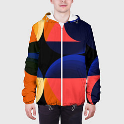 Куртка с капюшоном мужская Абстрактные круги и полупрозрачные фигуры, цвет: 3D-белый — фото 2