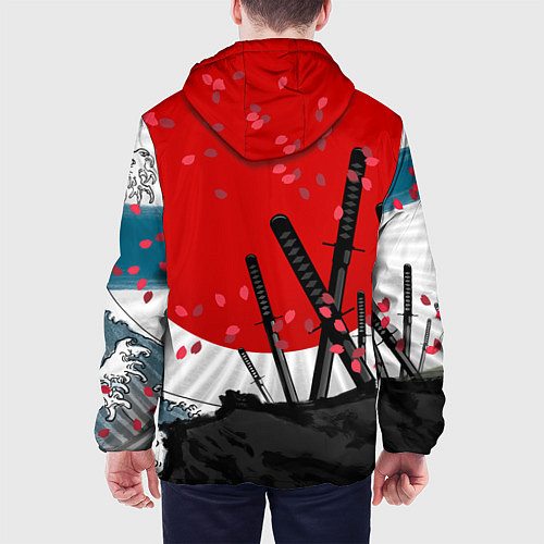 Мужская куртка Солнце, волны и катаны / 3D-Черный – фото 4