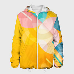 Куртка с капюшоном мужская Геометрическая абстракция в солнечных тонах, цвет: 3D-белый
