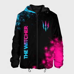 Куртка с капюшоном мужская The Witcher - neon gradient: надпись, символ, цвет: 3D-черный