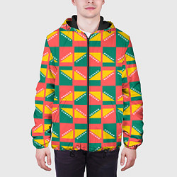 Куртка с капюшоном мужская Геометрический цветной узор, цвет: 3D-черный — фото 2