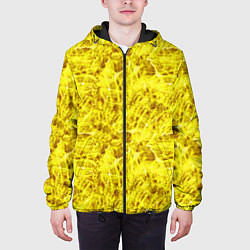 Куртка с капюшоном мужская Жёлтый лёд - текстура, цвет: 3D-черный — фото 2