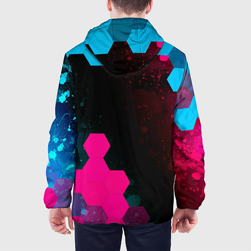 Мужская куртка Skoda - neon gradient: надпись, символ / 3D-Черный – фото 4