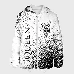 Куртка с капюшоном мужская Queen и рок символ на светлом фоне, цвет: 3D-белый
