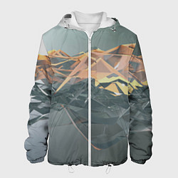 Куртка с капюшоном мужская Абстрактное жидкое стекло, цвет: 3D-белый