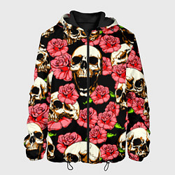 Куртка с капюшоном мужская Черепа и розы, цвет: 3D-черный