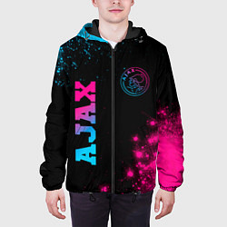 Куртка с капюшоном мужская Ajax - neon gradient: надпись, символ, цвет: 3D-черный — фото 2
