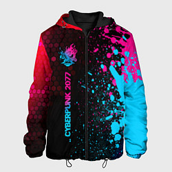 Куртка с капюшоном мужская Cyberpunk 2077 - neon gradient: по-вертикали, цвет: 3D-черный