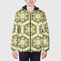 Куртка с капюшоном мужская Цветы абстрактные зелёные, цвет: 3D-черный — фото 2