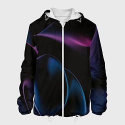 Куртка с капюшоном мужская Абстрактные фиолетовые волны, цвет: 3D-белый