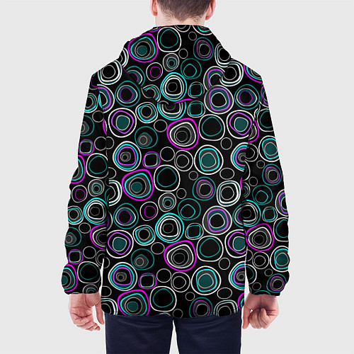 Мужская куртка Узор ретро круги и кольца на черном фоне / 3D-Черный – фото 4