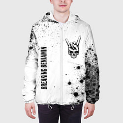 Куртка с капюшоном мужская Breaking Benjamin и рок символ на светлом фоне, цвет: 3D-белый — фото 2