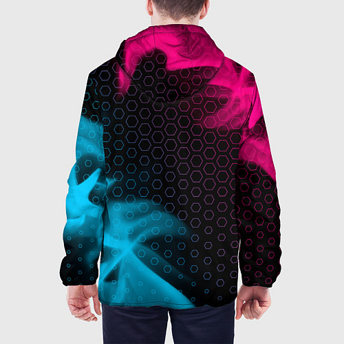 Мужская куртка No Mans Sky - neon gradient: надпись, символ / 3D-Черный – фото 4