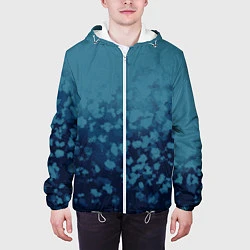 Куртка с капюшоном мужская Абстракция синий, цвет: 3D-белый — фото 2
