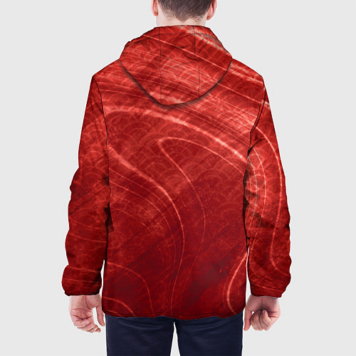 Мужская куртка Текстура - Red wave / 3D-Белый – фото 4