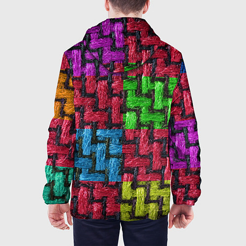 Мужская куртка Грубая вязка - цветная клетка - fashion 2044 / 3D-Белый – фото 4