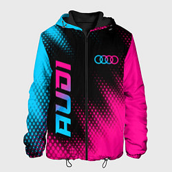 Куртка с капюшоном мужская Audi - neon gradient: надпись, символ, цвет: 3D-черный