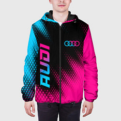 Куртка с капюшоном мужская Audi - neon gradient: надпись, символ, цвет: 3D-черный — фото 2