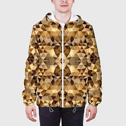Куртка с капюшоном мужская Мозаичный абстрактный, цвет: 3D-белый — фото 2