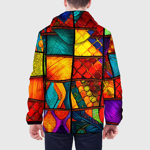 Мужская куртка Лоскутная мозаика - пэчворк / 3D-Белый – фото 4